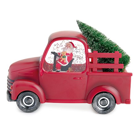 GLOBO AGUA CAMINHONETE PAPAI NOEL COM LED LUZ SOM 17CM
