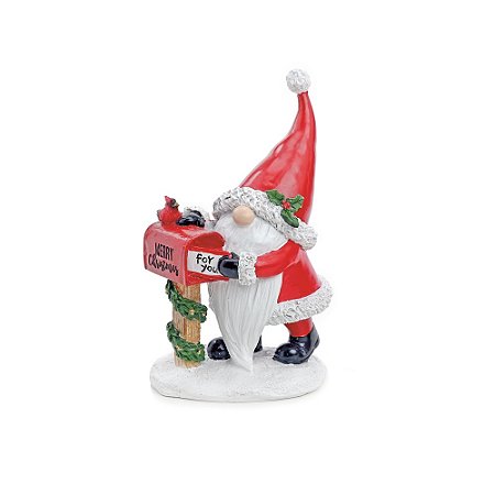 ESCULTURA NOEL ESCANDINAVO EM RESINA COM CX DE CORREIO 19cm