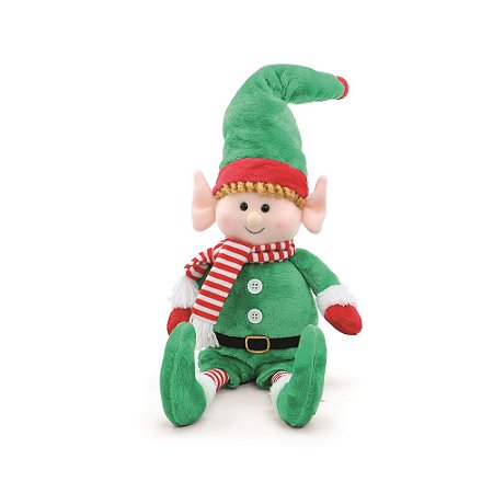 BONECO ELFO DECORATIVO SENTADO VERDE 45cm