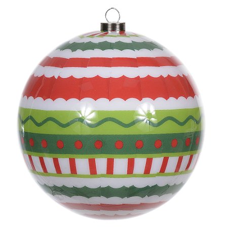 BOLA DECORADA ELFO VERDE E VERMELHO 10CM FLORARTE - 1UN