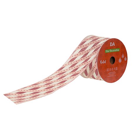 FITA ARAMADA LINHO C/GLITTER BRANCO E ROSA 6,3cmX9,14M