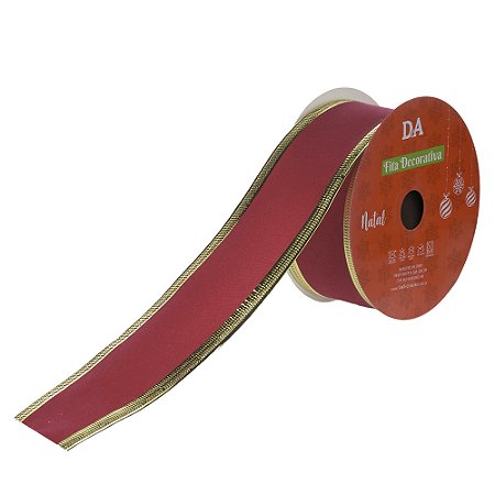 FITA ARAMADA VELUDO VERMELHO E DOURADO 3,8cmX9,14M FLORARTE