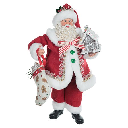 PAPAI NOEL COLECIONAVEL EM RESINA COLORIDO NATAL 27,5CM