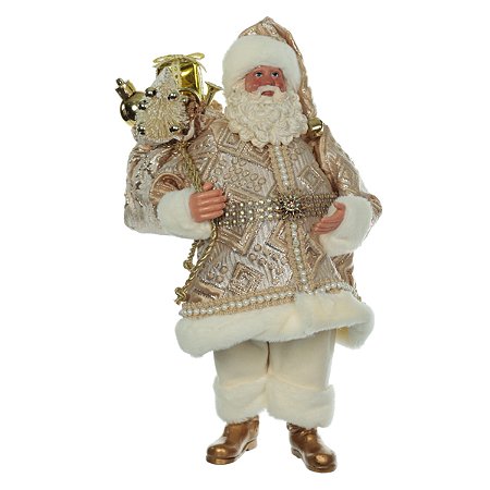 PAPAI NOEL COLECIONAVEL EM RESINA DOURADO 28CM FLORARTE