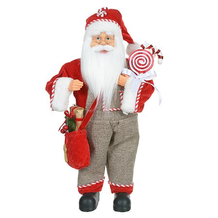 PAPAI NOEL NATAL EM PE COM PIRULITO E BOLSA 45CM FLORARTE