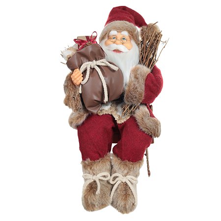 PAPAI NOEL NA CADEIRA C/MOVIMENTO E SOM VERMELHO MARROM 40CM
