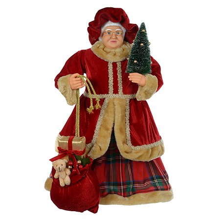 MAMAE NOEL NATALINA EM PE COM SAOC DE PRESENTE VERMELHO 60CM