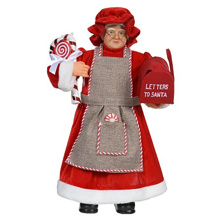 MAMAE NOEL CANDY EM PE VERMELHO E BEGE 60CM FLORARTE