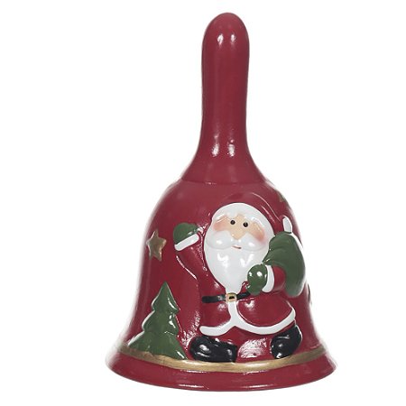 SINO NATALINO EM CERAMICA VERMELHA COM PAPAI NOEL FLORARTE