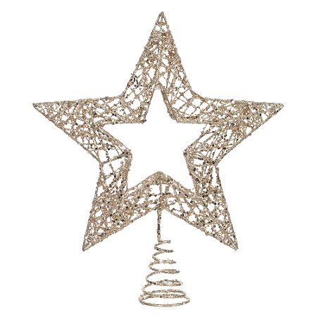 ENFEITE PONTEIRA DE ARVORE ESTRELA CHAMPANHE 25CM FLORARTE