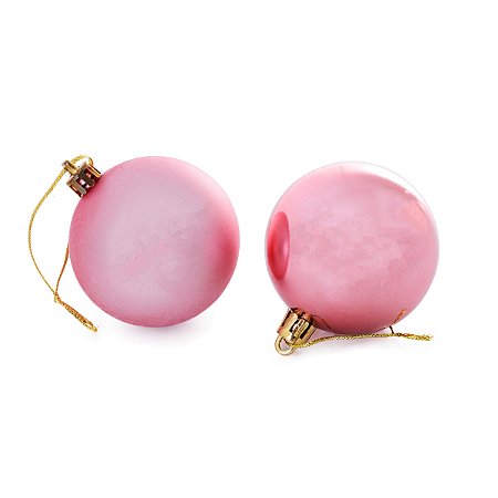 CJ 05 BOLAS DE NATAL MISTA TUBO ROSE GOLD - 8CM