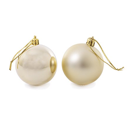 CJ 06 BOLAS DE NATAL MISTA TUBO CHAMPAGNE - 7CM