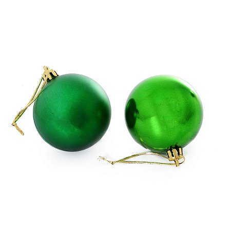 CJ 06 BOLAS DE NATAL MISTA TUBO VERDE - 7CM
