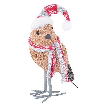 ENFEITE PASSARO DECOR NATALINO HAT AND SCARF 1PC 14X8X30CM