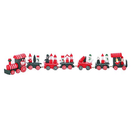 ENFEITE NATALINO TREM DECORATIVO MADEIRA 40CM