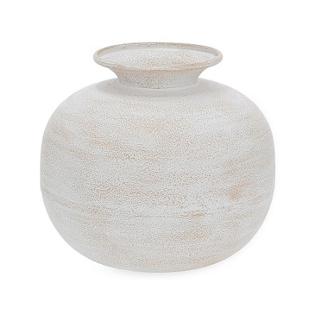 VASO EM METAL PATINADO BRANCO MART 22CM