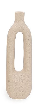 VASO GEOMETRICO EM CERAMICA BEGE MART 34CM
