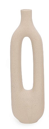 VASO GEOMETRICO EM CERAMICA BEGE MART 45CM