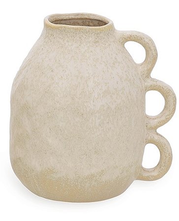 VASO EM CERAMICA RUSTICO COM ALÇAS BEGE MART 20,5CM