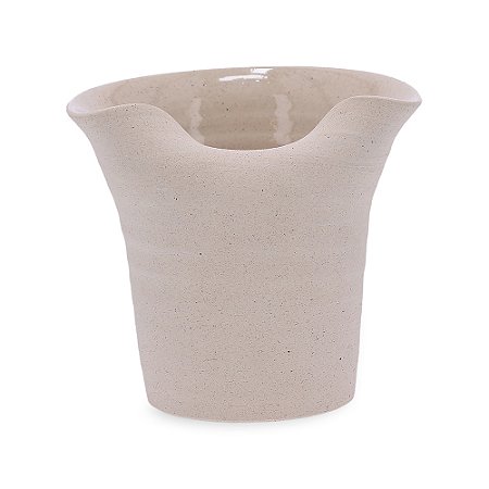 VASO EM CERAMICA ABSTRATO BEGE MART 17CM