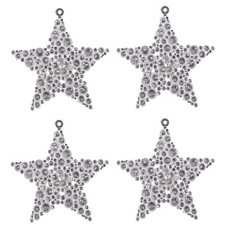 CJ 04PCS ENFEITE NATALINO ESTRELA SPARK FURTACOR 10CM