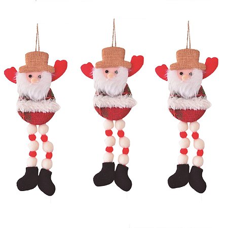 KIT 3PÇS ENFEITE NATALINO PAPAI NOEL PERNAS 23X10CM