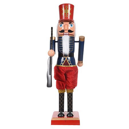 BONECO NATALINO QUEBRA NOZES C/MOV SOM 1,1M VERMELHO E AZUL