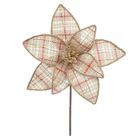 FLOR BICO DE PAPAGAIO NATALINO BEGE E VERMELHO 26CM FLORARTE