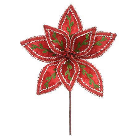 FLOR BICO DE PAPAGAIO VERMELHO NATALINO 28CM FLORARTE
