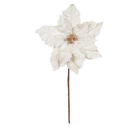FLOR BICO DE PAPAGAIO NATAL AVELUDADO BRANCO 30CM FLOARTE