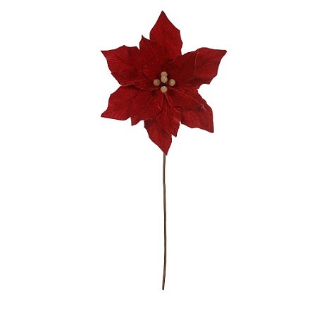 FLOR BICO PAPAGAIO NATAL AVELUDADO VERMELHO 25CM FLORARTE