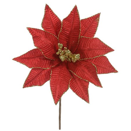 FLOR BICO PAPAGAIO COM GLITTER VERMELHO 23CM FLORARTE
