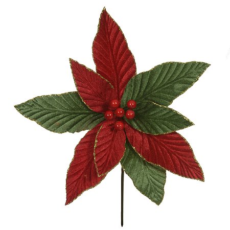 BICO PAPAGAIO NATAL AVELUDADO VERMELHO VERDE 29CM FLORARTE