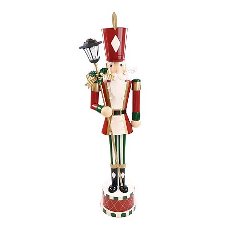 ESCULTURA SOLDADO QUEBRA NOZES DECOR C LANTERNA E LED 165cm