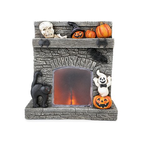 ENFEITE LAREIRA DECORATIVA C/LED ABOBORAS C/1 UN HALLOWEEN