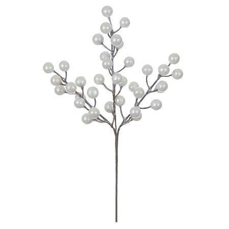 GALHO DECORATIVO BERRY DE NATAL COR PEROLA 25CM FLORARTE