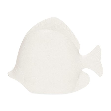 ESCULTURA PEIXE EM POLIRRESINA OFF WHITE MART 25cm