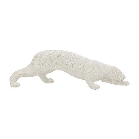 ESCULTURA PANTERA EM POLIRRESINA OFF WHITE MART 41cm