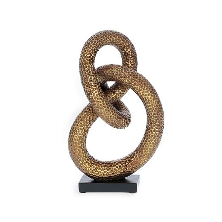ESCULTURA ABSTRATA EM POLIRRESINA DOURADO MART 28,50cm