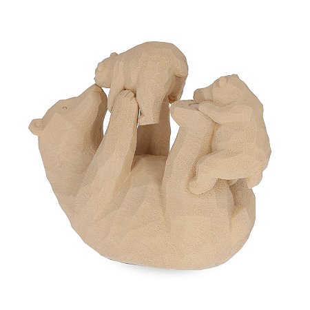 ESCULTURA URSOS EM POLIRRESINA BEGE MART 18CM