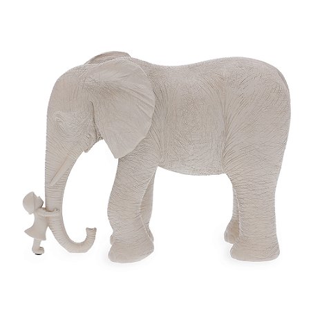 ESCULTURA DE ELEFANTE EM POLIRESINA CINZA MART 22,5CM