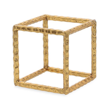 ESCULTURA CUBO EM METAL DOURADO MART