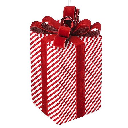 CAIXA DE PRESENTE NATALINA DECORATIVA EM VELUDO VM BR 25CM