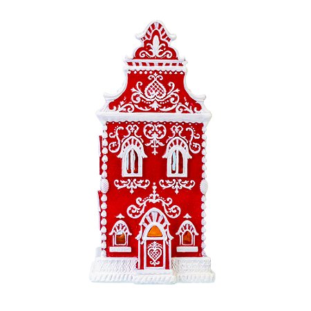 CASINHA NATALINA DECOR EM RESINA PEPPERMINT VERMELHA 33,5CM
