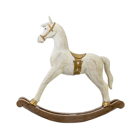 ESCULTURA CAVALO DE BALANO EM TALHADA EM RESINA 43CM