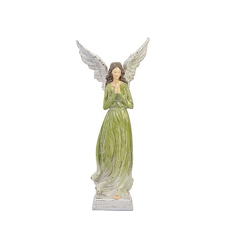 ESCULTURA ANJO OLD GREEN NATALINO RESINA 41CM