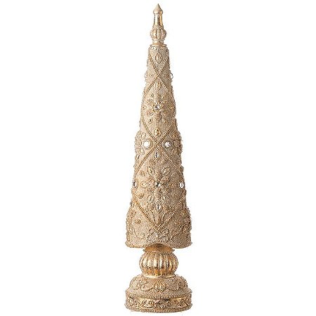 ESCULTURA ARVORE DE NATAL DOURADO DECORATIVA EM RESINA 45CM