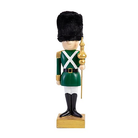 SOLDADO QUEBRA NOZES DECORATIVO VERDE BRANCO E PRETO 35CM