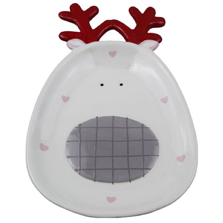 PETISQUEIRA RENA NATALINA DECORATIVA EM CERAMICA - 20CM