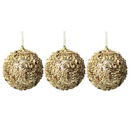 TRIO DE BOLA DE NATAL DECORADA - 10CM